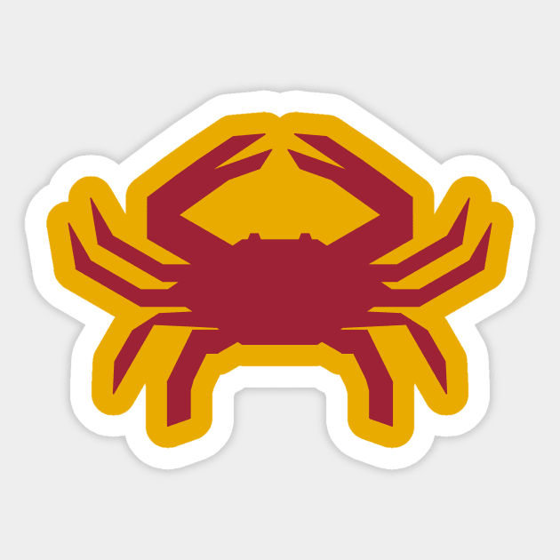 Radioactive Crab Logo Red on Gold Sticker by IORS